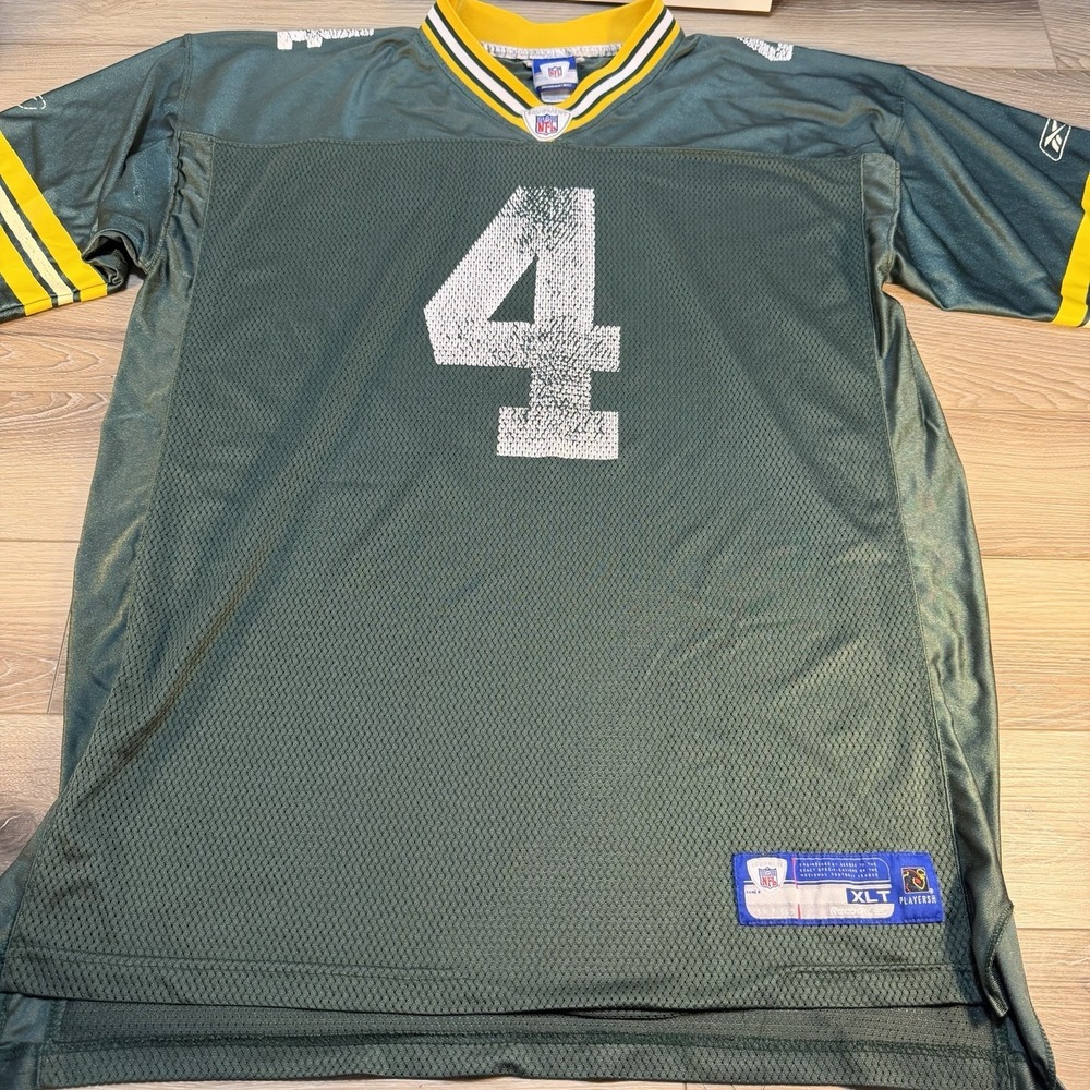 Vintage Reebok Green Bay Packers Brett Favre #4 Distressed Jersey Men's Size XLT